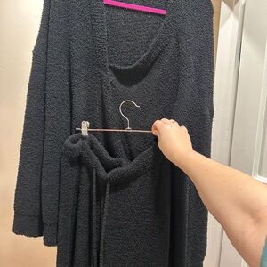 Elegant Black Textured Dress with Belt